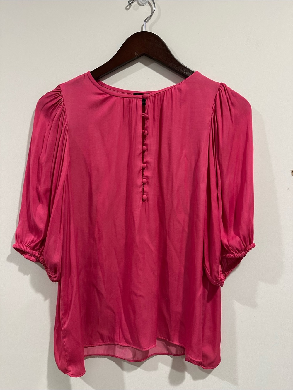 Ann Taylor Fuchsia Button-Back Blouse